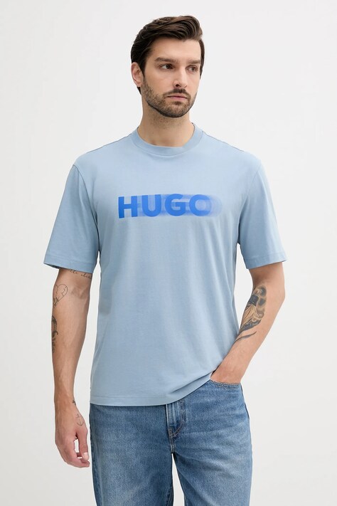 Bombažna kratka majica Hugo Blue moška, 50543493