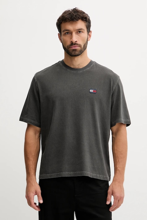 Tommy Jeans t-shirt bawełniany męski kolor szary gładki DM0DM21975