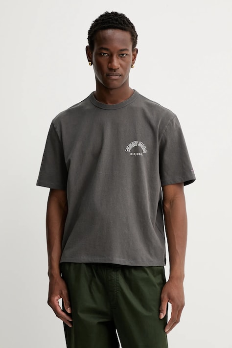 Tommy Jeans t-shirt bawełniany męski kolor szary z nadrukiem DM0DM22059