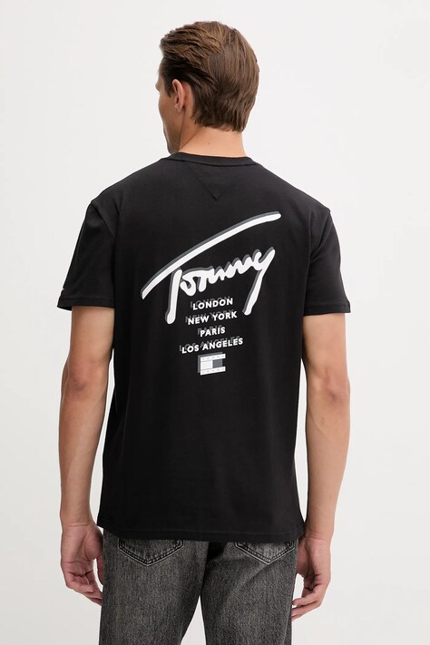 Tommy Jeans t-shirt bawełniany męski kolor czarny z nadrukiem DM0DM22120