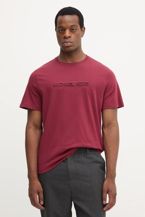 Michael Kors t-shirt bawełniany męski kolor bordowy z nadrukiem CT552LP1V2