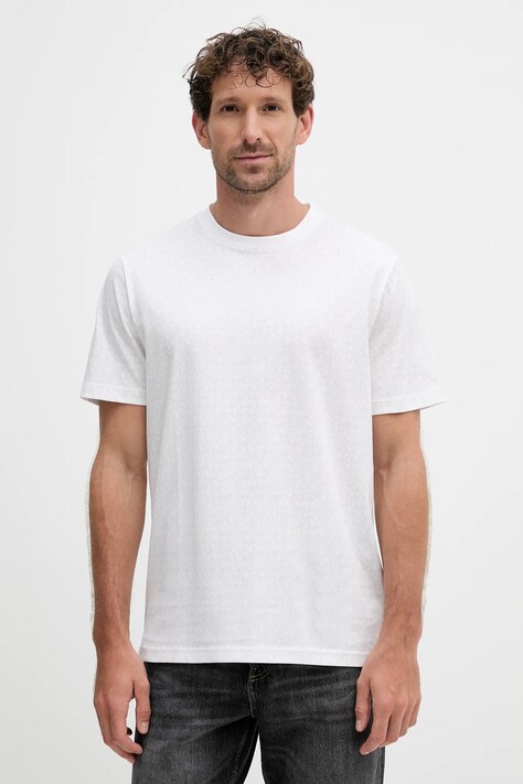 Michael Kors t-shirt bawełniany męski kolor biały wzorzysty CS5529A5KS