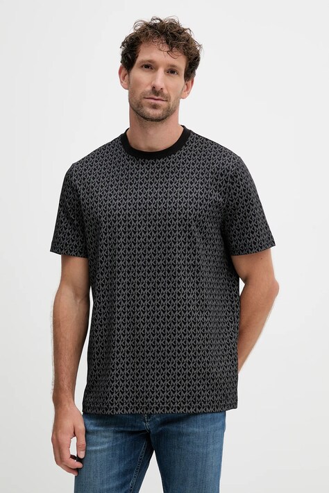 Michael Kors t-shirt bawełniany męski kolor czarny wzorzysty CS5529A5KS