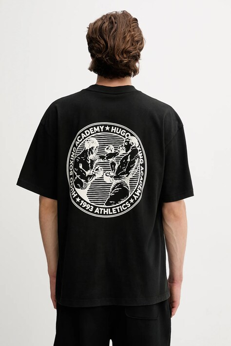 HUGO t-shirt bawełniany męski kolor czarny z nadrukiem 50542366