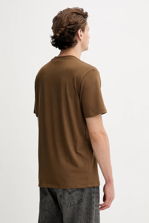 HUGO t-shirt bawełniany męski kolor brązowy z nadrukiem 50542560