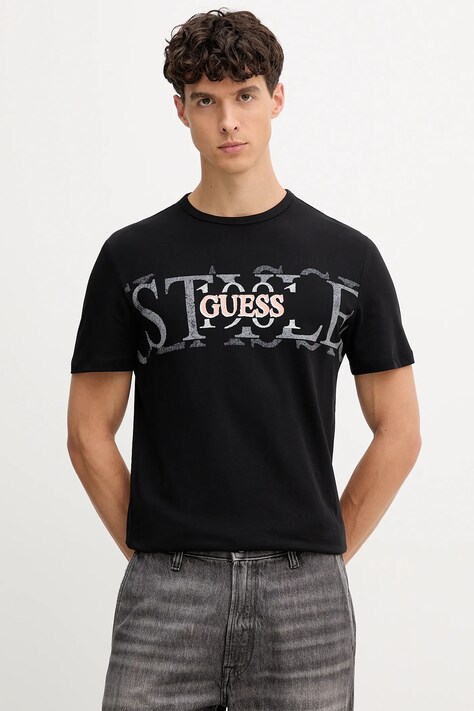 Pamučna majica Guess boja: crna, s tiskom, M5YI14 I3Z14