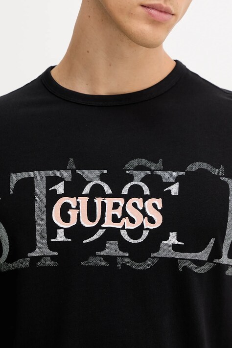Pamučna majica Guess boja: crna, s tiskom, M5YI14 I3Z14