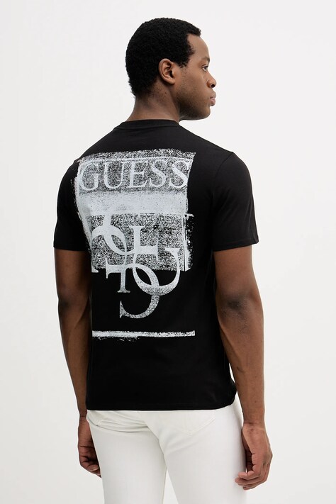 Guess t-shirt bawełniany PAINTERS męski kolor czarny z nadrukiem M5YI48 KBW41