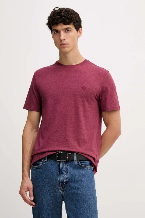 United Colors of Benetton t-shirt bawełniany męski kolor bordowy melanżowy 3UWFU10AU