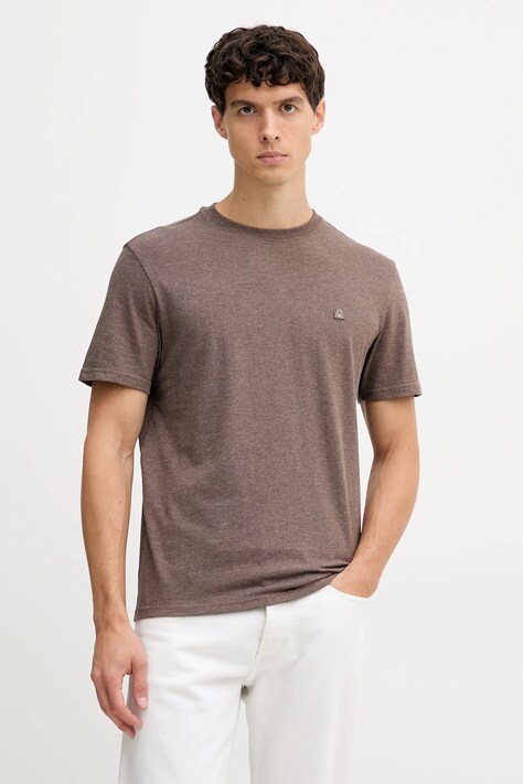 United Colors of Benetton t-shirt bawełniany męski kolor brązowy melanżowy 3UWFU10AU