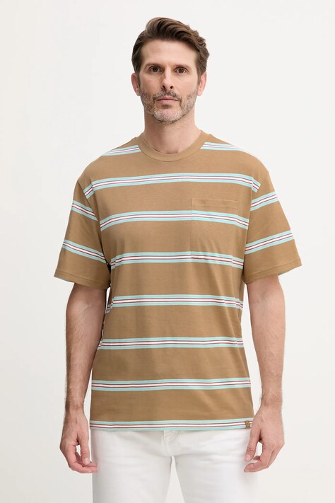 United Colors of Benetton t-shirt bawełniany męski kolor beżowy wzorzysty 380ZU10AY