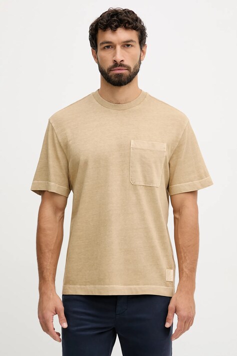 United Colors of Benetton t-shirt bawełniany męski kolor zielony gładki 3ZITU10AV