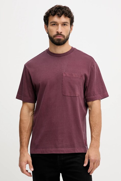 United Colors of Benetton t-shirt bawełniany męski kolor bordowy gładki 3ZITU10AV