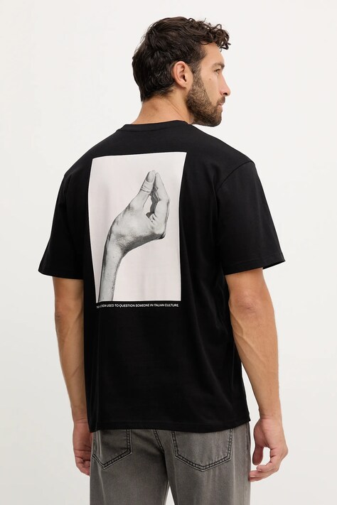 United Colors of Benetton t-shirt bawełniany męski kolor czarny z nadrukiem 3MI5U10AX