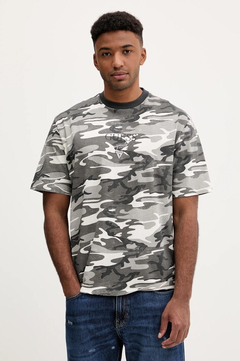 Guess Originals t-shirt bawełniany męski kolor szary wzorzysty M5GI69 K8FQ4