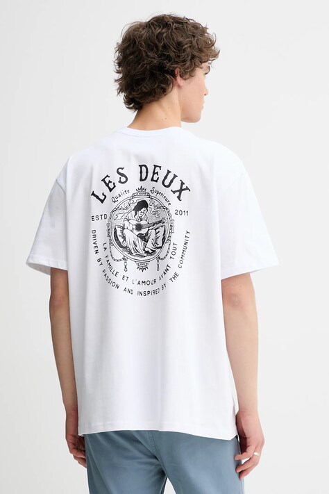 Les Deux tricou din bumbac culoarea alb, cu imprimeu, 1000216