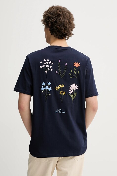 Les Deux t-shirt bawełniany męski kolor granatowy wzorzysty 1000218