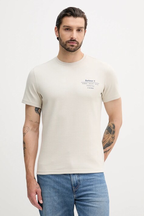 Barbour tricou HUCKLEY culoarea bej, cu imprimeu, MTS1301