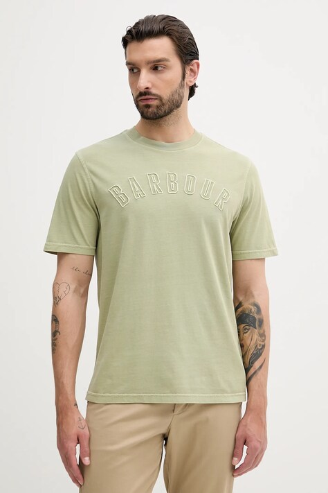 Barbour tricou din bumbac BANFORD culoarea verde, cu imprimeu, MTS1443