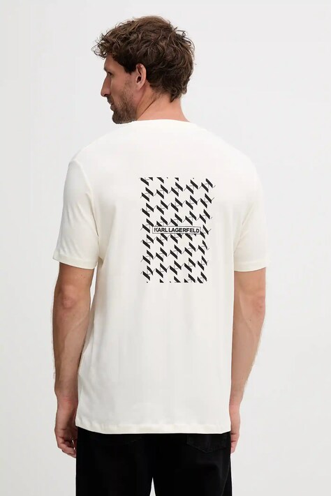 Karl Lagerfeld tricou culoarea bej, cu imprimeu, 554221.755034