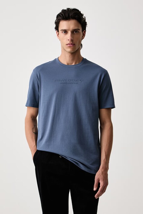 Armani Exchange футболка basic мужская хлопковая голубая XM001280 AF10361