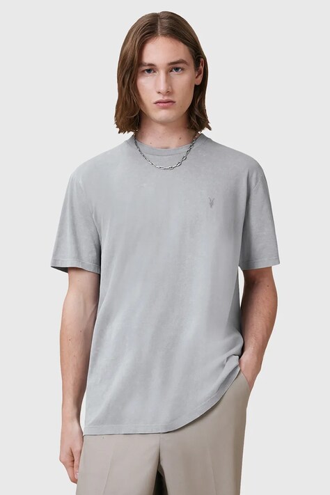 AllSaints tricou din bumbac SAKA culoarea gri, uni, M016JC