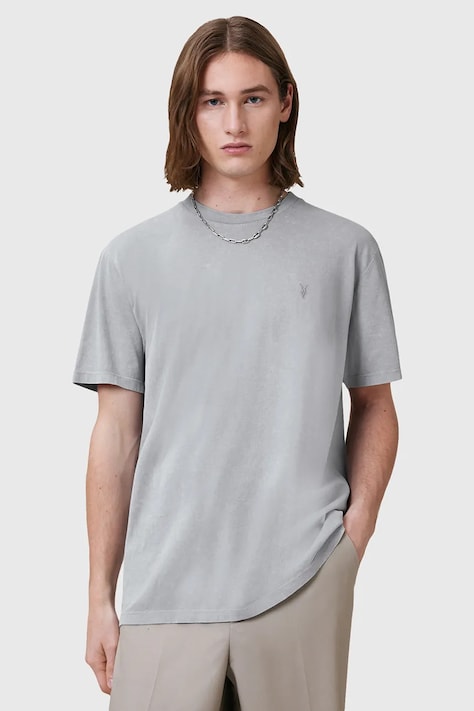 Хлопковая футболка AllSaints SAKA цвет серый однотонная M016JC