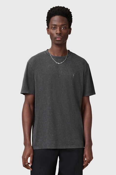 Хлопковая футболка AllSaints SAKA цвет серый однотонная M016JC