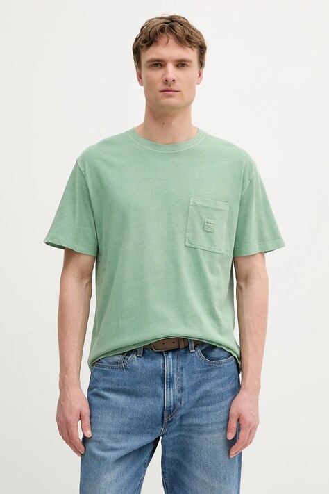 Pepe Jeans t-shirt bawełniany męski kolor zielony gładki PM509965
