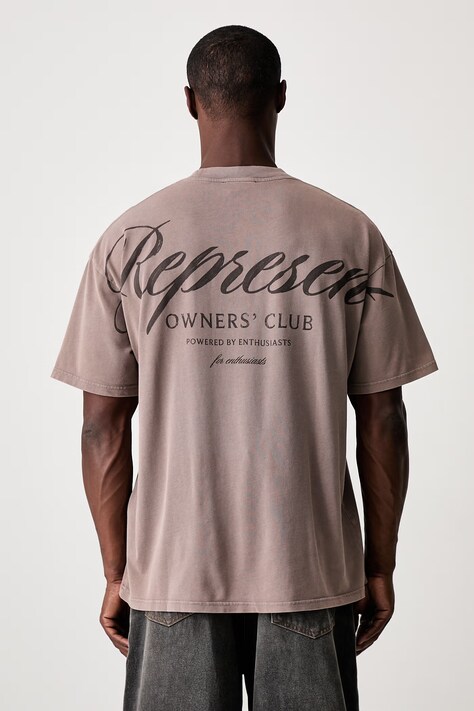 Represent Owners Club Script T-shirt bawełniany męski brązowy OCM41201