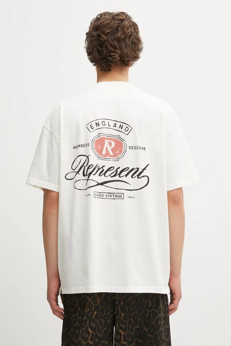 Represent t-shirt bawełniany Grand Vintage Hand Drawn męski kolor beżowy z nadrukiem MLM100450