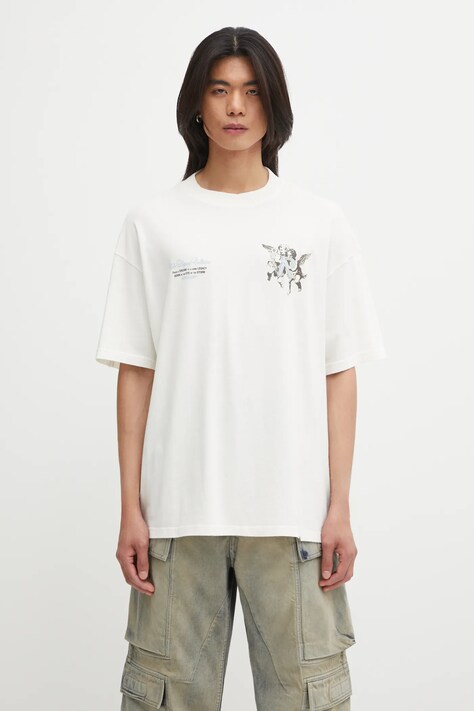 Represent t-shirt bawełniany Legacy Cherubs męski kolor beżowy z nadrukiem MLM100369