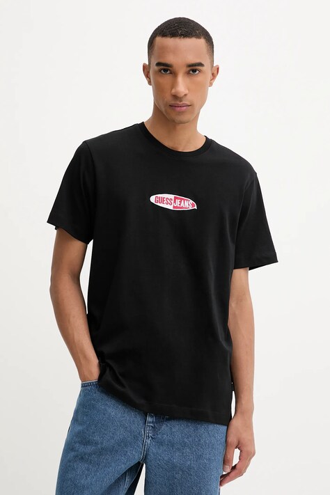 Guess Jeans t-shirt in cotone uomo colore nero con applicazione M5YI07 K8FQ4