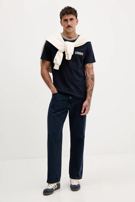 Βαμβακερό μπλουζάκι Guess Jeans ανδρικά, χρώμα: ναυτικό μπλε, M5YI09 K8FQ4
