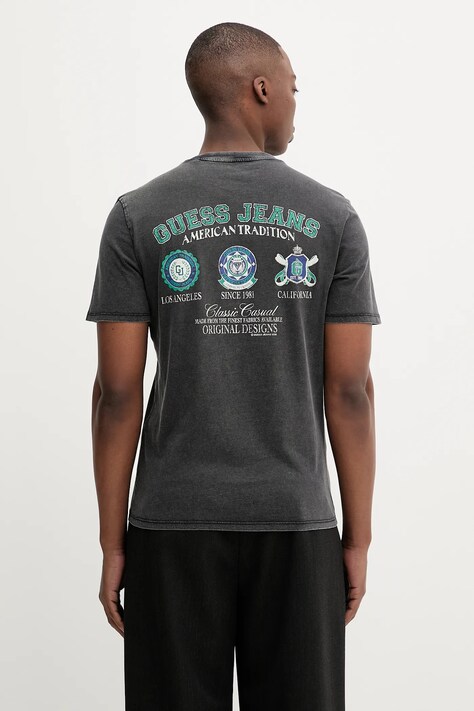 Guess Jeans t-shirt bawełniany męski kolor szary wzorzysty M5YI04 K8HM0
