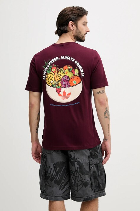adidas Originals t-shirt bawełniany Graphic Lo Ss T męski kolor bordowy z nadrukiem JW2976
