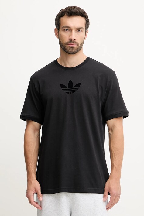 adidas Originals tricou din bumbac Oversize Tee culoarea negru, cu imprimeu, JW5913