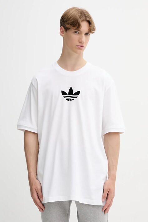 Βαμβακερό μπλουζάκι adidas Originals Oversize Tee ανδρικό, χρώμα: άσπρο, JX1515