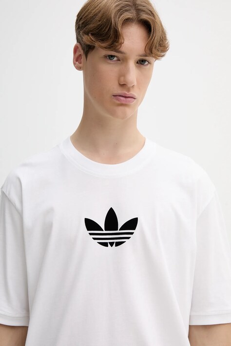 Βαμβακερό μπλουζάκι adidas Originals Oversize Tee ανδρικό, χρώμα: άσπρο, JX1515