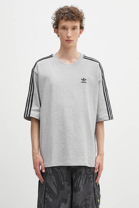 adidas Originals t-shirt bawełniany Oversize Tee męski kolor szary z aplikacją JY1395