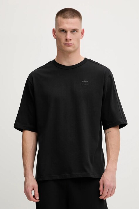 Βαμβακερό μπλουζάκι adidas Originals Oversize Tee ανδρικά, χρώμα: μαύρο, JY1398