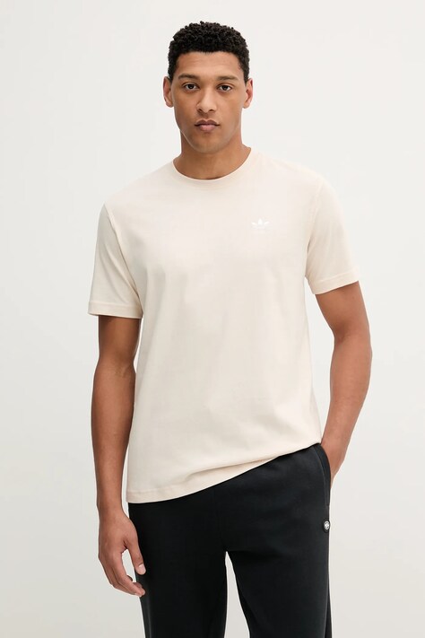 adidas Originals t-shirt bawełniany Trefoil Essential męski kolor beżowy gładki JY6268