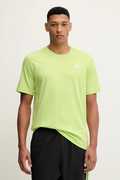 adidas Originals t-shirt bawełniany Trefoil Essential męski kolor zielony z aplikacją JZ3583