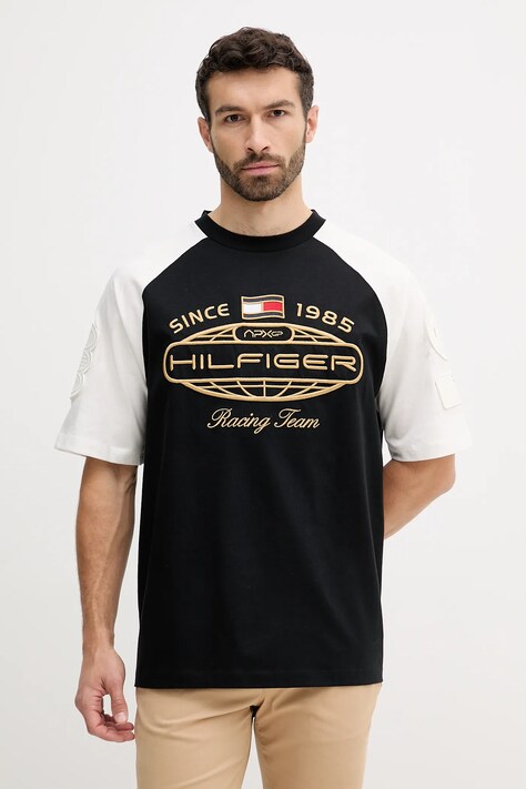 Хлопковая футболка Tommy Hilfiger x F1 THE MOVIE цвет чёрный с аппликацией MW0MW41389