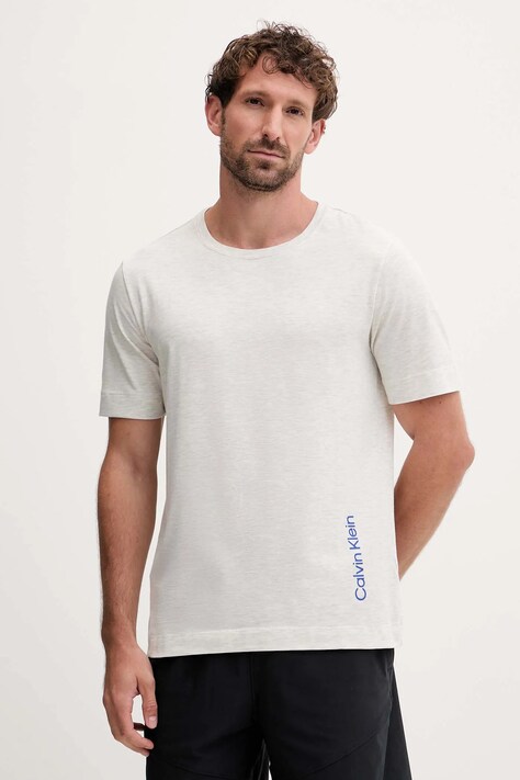 Tričko Calvin Klein Performance pánské, šedá barva, s potiskem, LVGMF5K106