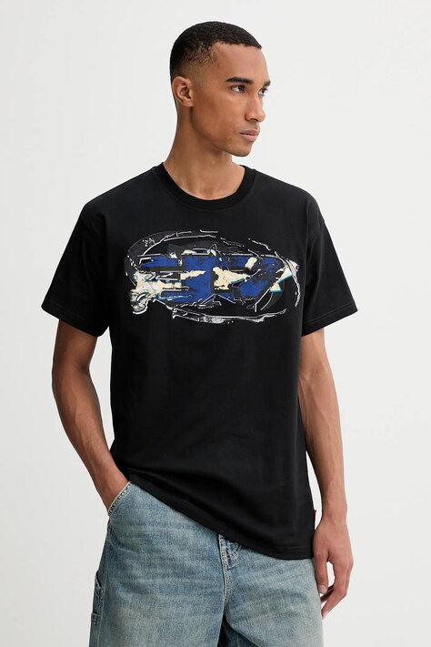 Diesel tricou din bumbac T-NORM-T11 culoarea negru, cu imprimeu, A19571.0PLAT