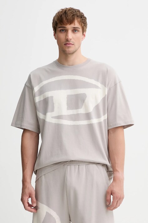 Diesel t-shirt bawełniany T-BOXT-BLEACH męski kolor szary wzorzysty A14872.0QKAS