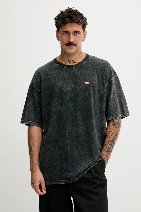 Diesel t-shirt bawełniany T-BOXT-T4 męski kolor szary melanżowy A18643.0AGBY