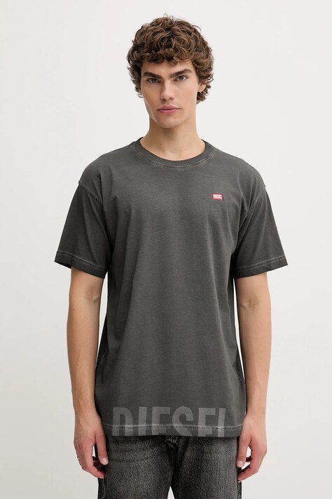 Diesel t-shirt bawełniany T-NORM-T7 męski kolor szary z nadrukiem A18739.0IKBQ