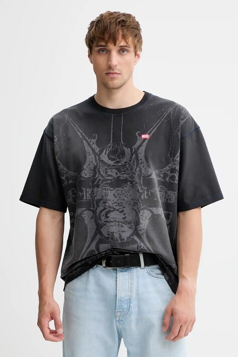 Diesel t-shirt bawełniany T-BOXT-T13 męski kolor szary wzorzysty A19314.0KIBW